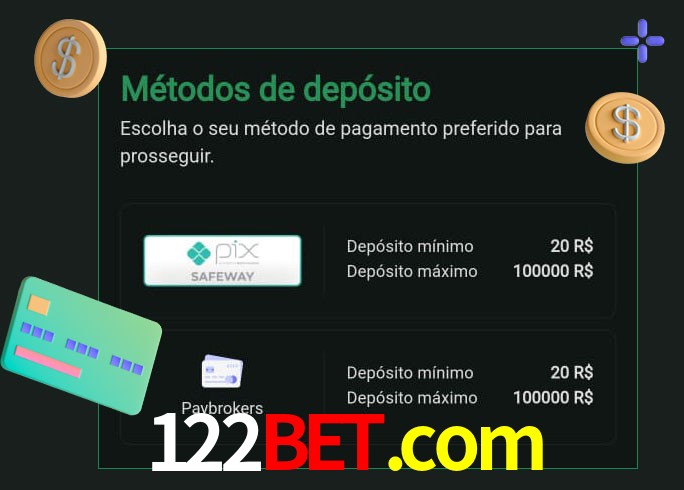 O cassino 122bet.com oferece uma grande variedade de métodos de pagamento